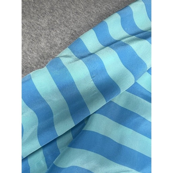 LILLY PULITZER Women's Blue Aqua Striped V-Neck‎ Long Sleeve Silk Blouse Sz XS - Picture 5 of 13